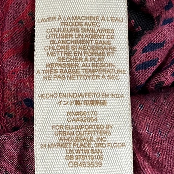 Free People Nouveau Draped Tulip Long Sleeve Blouse Top Burgundy S - Picture 11 of 15